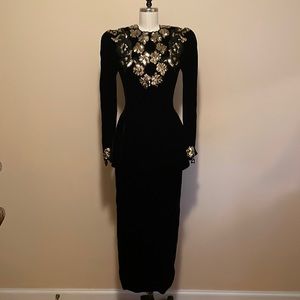 Jessica McClintock Long Black Velvet Dress